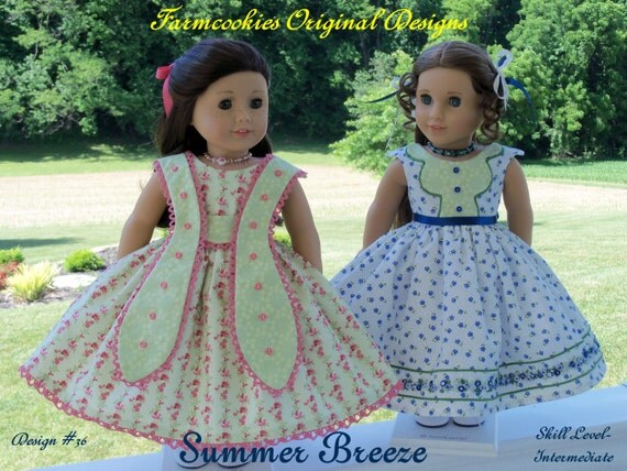 PDF Sewing Pattern / Summer Breeze / 2 Summer Gowns for American Girl Marie Grace, Cecile, Caroline or other 18" Dolls