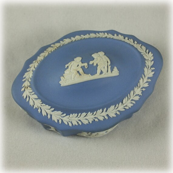 Wedgwood Blue Jasperware Jewelry Casket Trinket Box