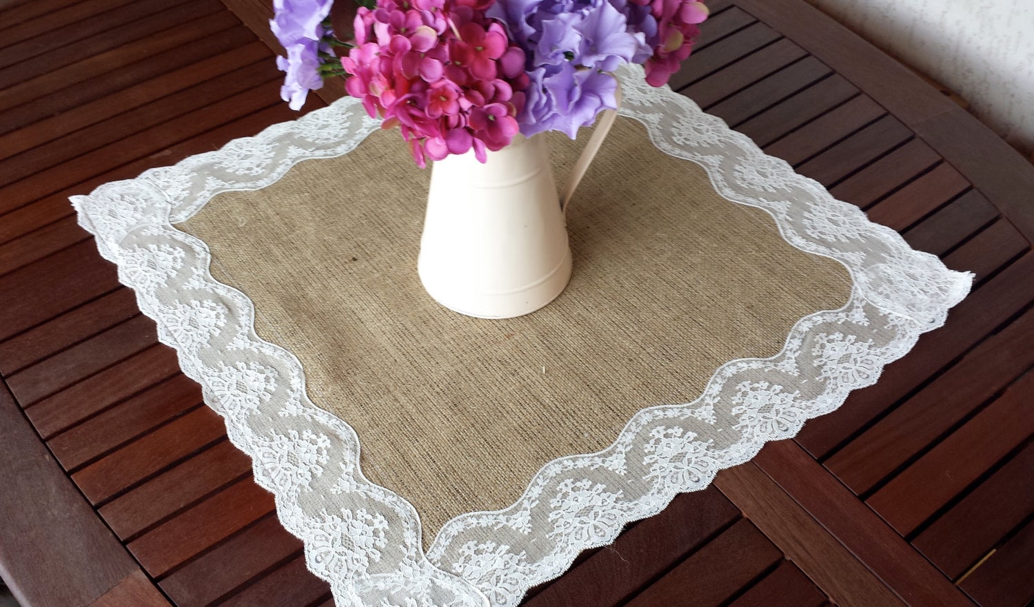 Burlap and lace table center burlap placemat centerpiece