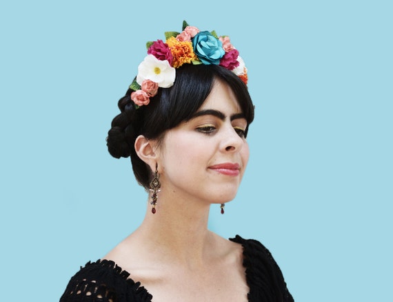 Frida  Mexican Headband costume Flower  Headpiece  Crown, crown flower Frida Costume, Hair,