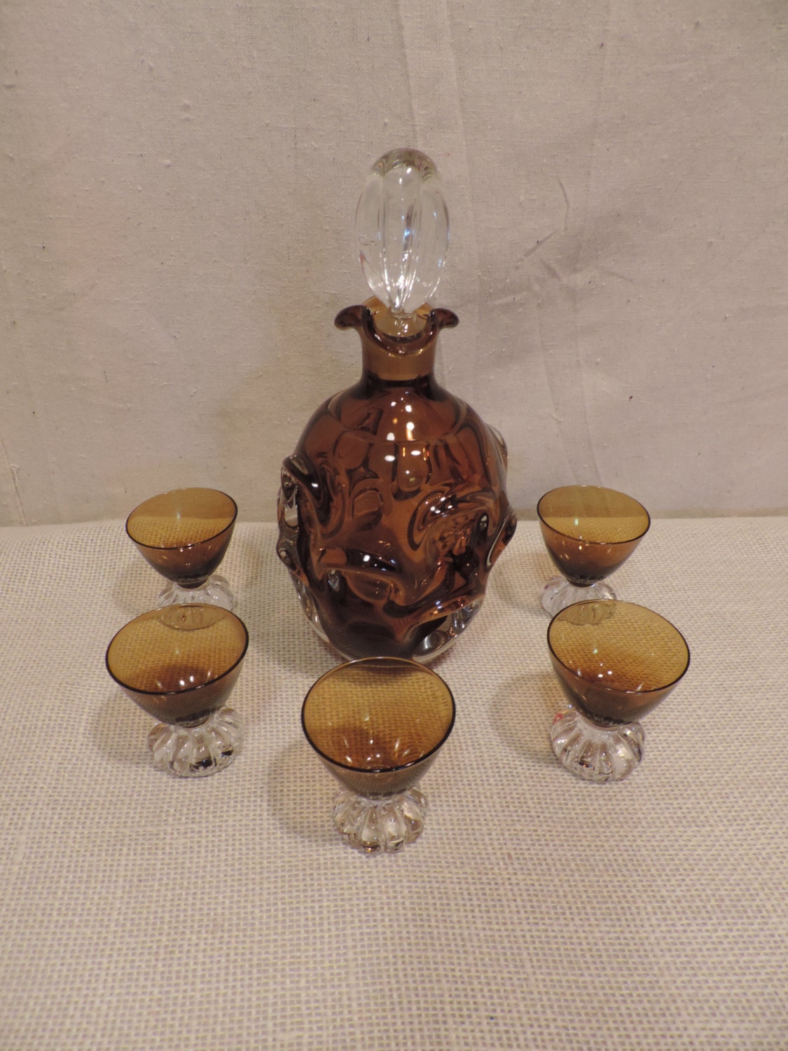 Murano Glass Decanter Shot Glass Set Liquor Decanter Mid