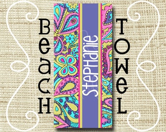 Monogram Beach Towel - Personalized Beach Towel - Ultra Soft Poly/Cotton - Paisley, LP inspired You design
