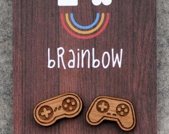 Wooden Game Controller Earrings