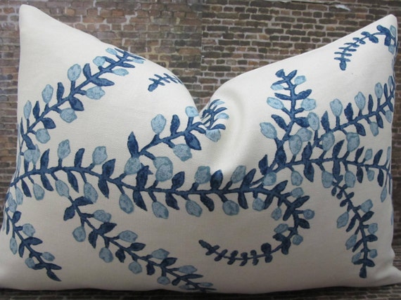 Designer Pillow Cover  -  10 x 20, 12 x 16, 12 x 18, 12 x 20 - Prasana Indigo