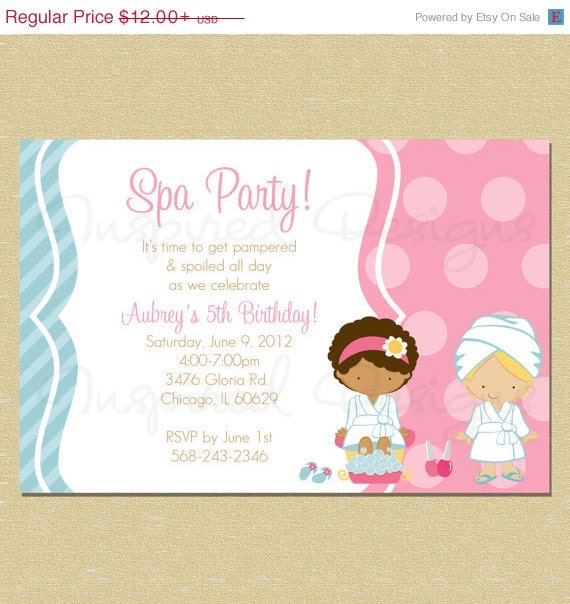 10% OFF SALE Girly Spa Party Birthday Invitation - Any Age Il_570xn