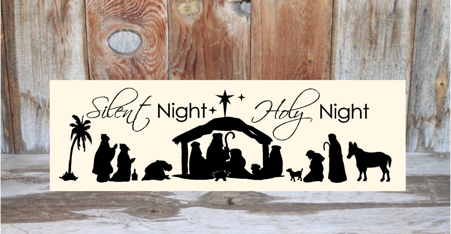 Silent Night Holy Night Nativity Christmas Scene Wood By Invinyl