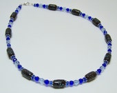 Blue and brown sparkling waters necklace set