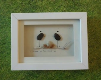 Pebble Art - 'Welcome to the nest'- small