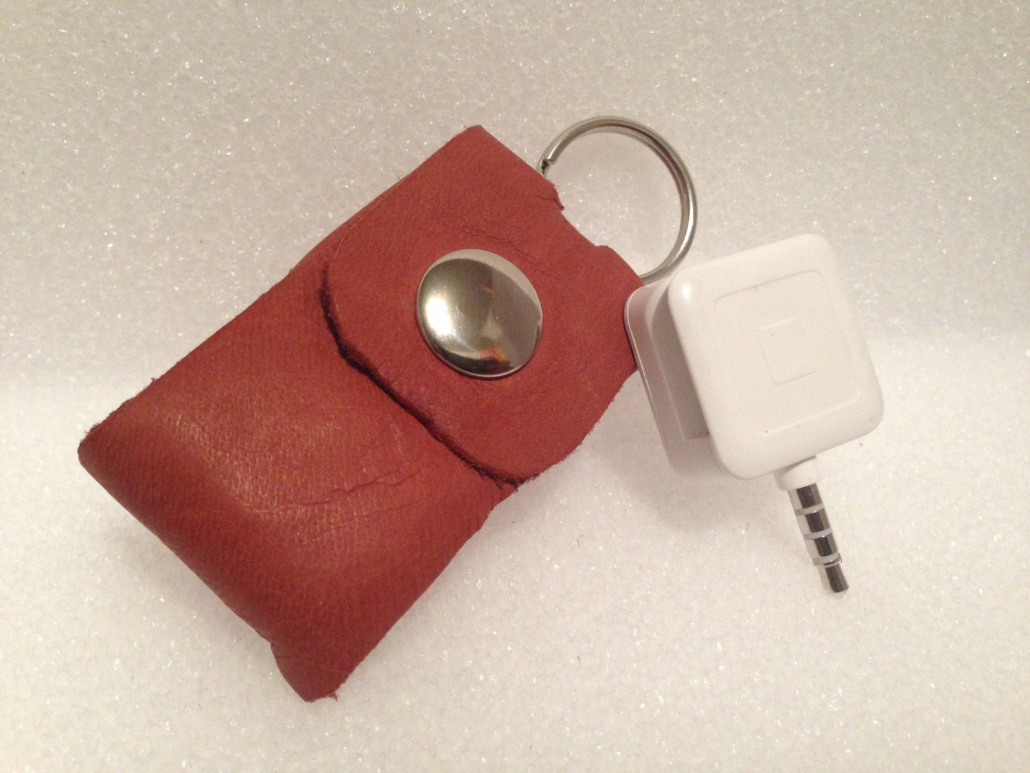 Square credit card reader leather keychain holder by thesewladi