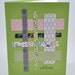 Celebrate Greeting Card, Birthday, Green, Pink, Grey, Gray, White, Strips, Flowers, Patterns, Stamped, Blank Inside, For Her, Criss-Cross