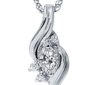 Marquise Diamond Solitaire Pendant 14K White Gold ...