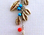 Tribal Style Earrings // Sterling Silver Chandelier Earrings with Turquoise & Coral Beads //  Handmade Jewelry // Ready to Ship