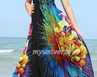 Black Maxi Dress Bridesmaid Dress Prom Summer Sundress Floral Evening Dress Formal Gowns