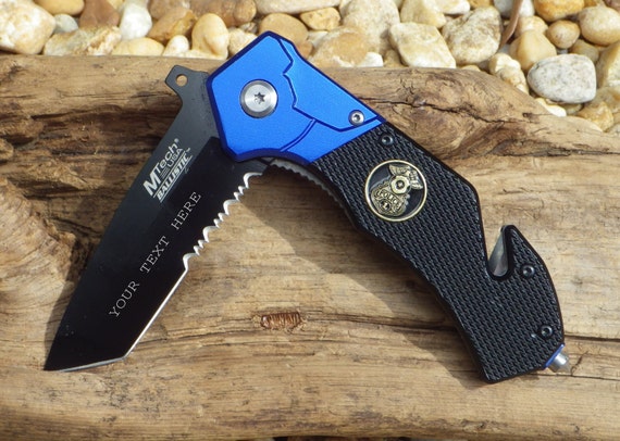 Police Logo Rescue Knife Custom Laser Engraved Pocket Knife