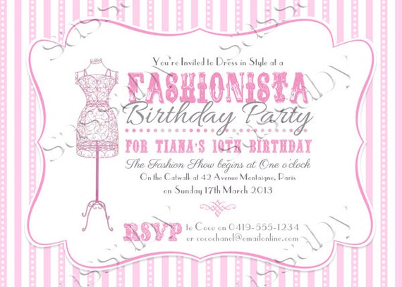 Fashionista Invitation - INSTANT DOWNLOAD - Girls Birthday Party ...