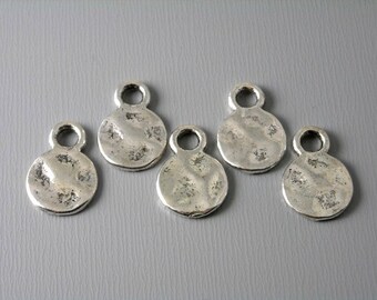 TAG-AS-10MM - 10mm Antiqued Silver Plated Textured Disc - 10 pcs