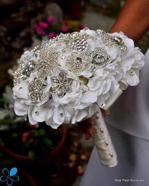 Not a Deposit - Crystal Hydrangea Brooch Bouquet - LARGE - Wedding Bouquet - Bridal Bouquet