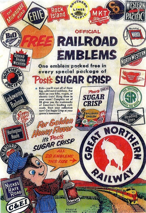 Vintage Tin Railroad Signs AS IS Miniature Post Cereal 1950