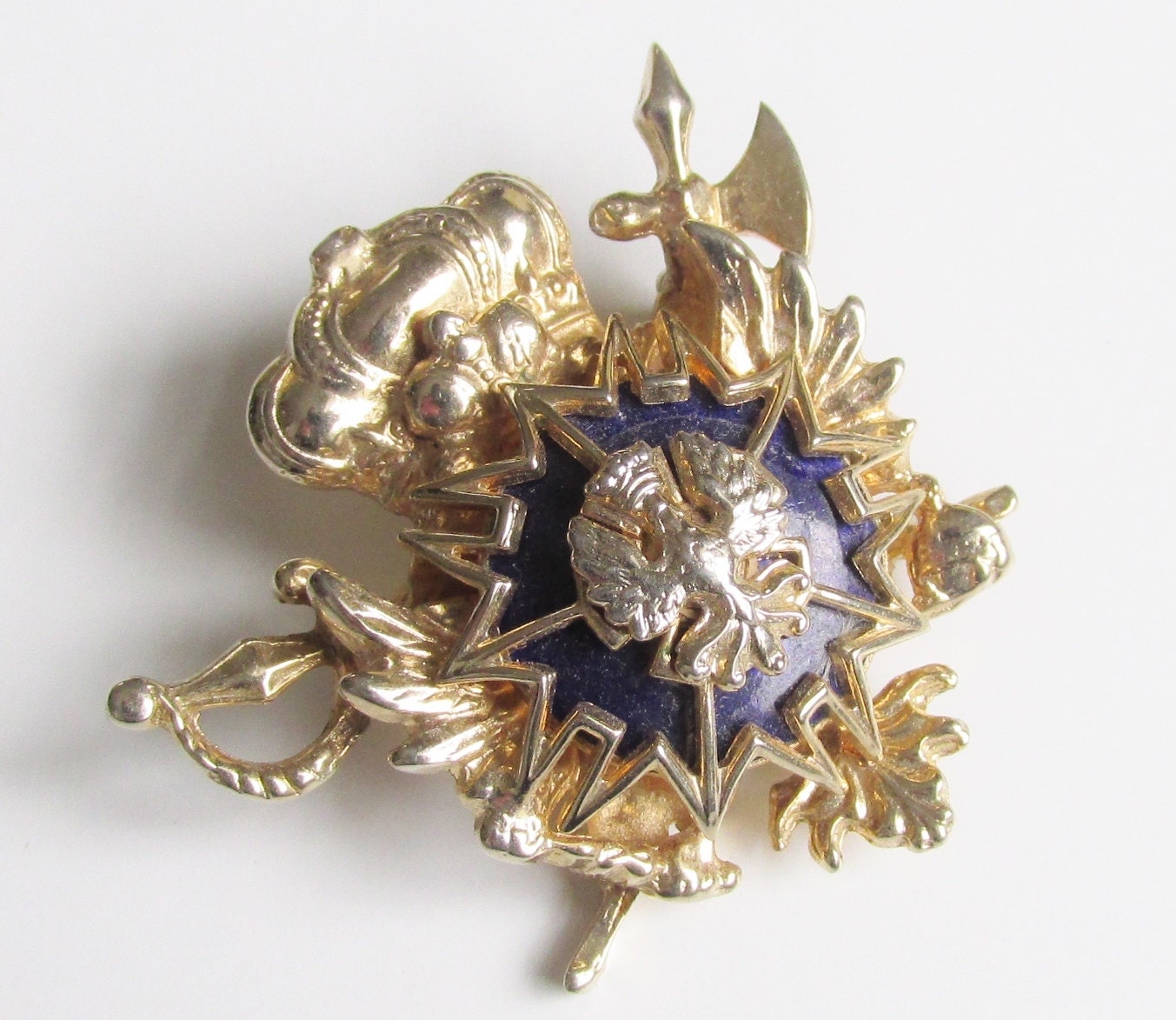 Brooch Vintage Coro Heraldic Coat of Arms Shield Brooch 50s
