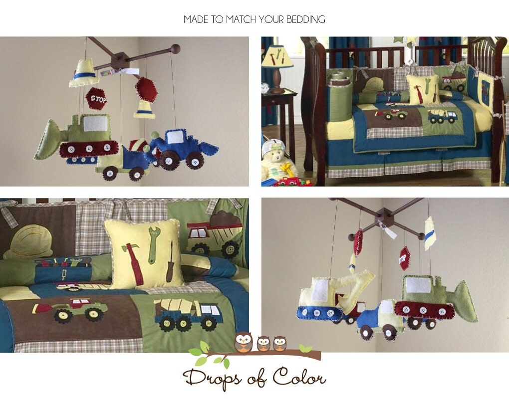 Baby Crib Mobile Baby Boy Mobile Construction Trucks