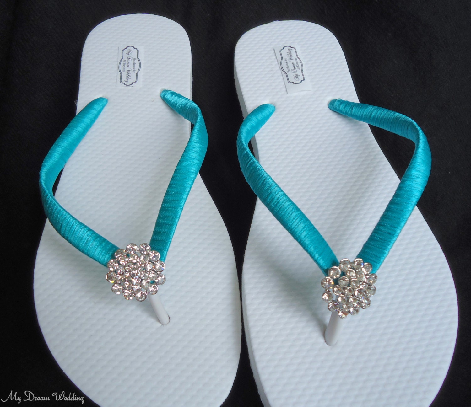 Turquoise flip flops. bridal Turquoise sandals Destination