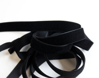 5/8" Velvet Ribbon - Black - 5 yards