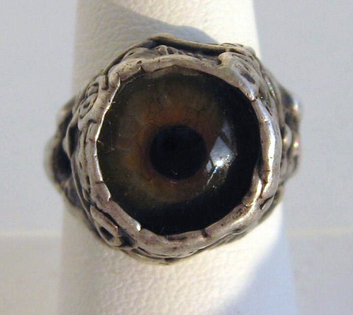 Antique GLASS EYE Sterling Ring Genuine by VintageFunkandFlair