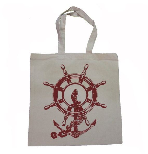 Nautical ANCHOR And Ship Wheel - Canvas Tote Bag