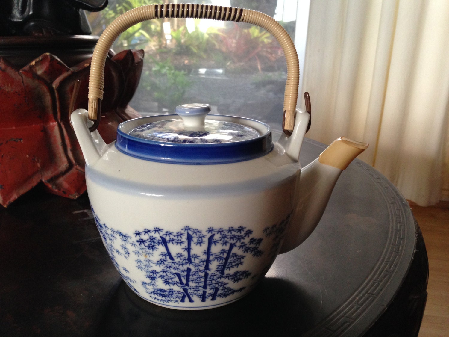 Vintage Japanese blue and white tea pot with by AsianPacificCo