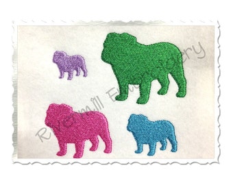Mini Bulldog Silhouette Machine Embroidery Design - 4 Sizes