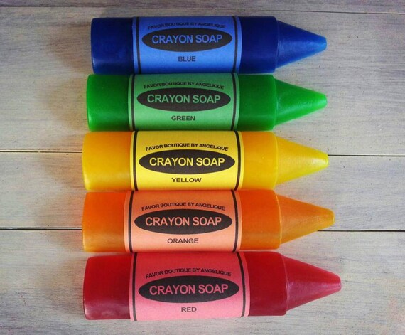 10 CRAYON SOAPS {Favors} - Crayon Birthday Favors, Soap, Teacher Soap, Crayola Soap Favor, Kindergarten Present, Elmo Party, Back to School Il_570xn