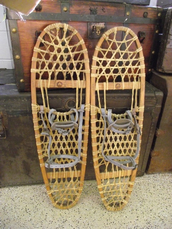 Vermont Tubbs Wood Snowshoes Rustic Lodge Decor by OldMillVintage