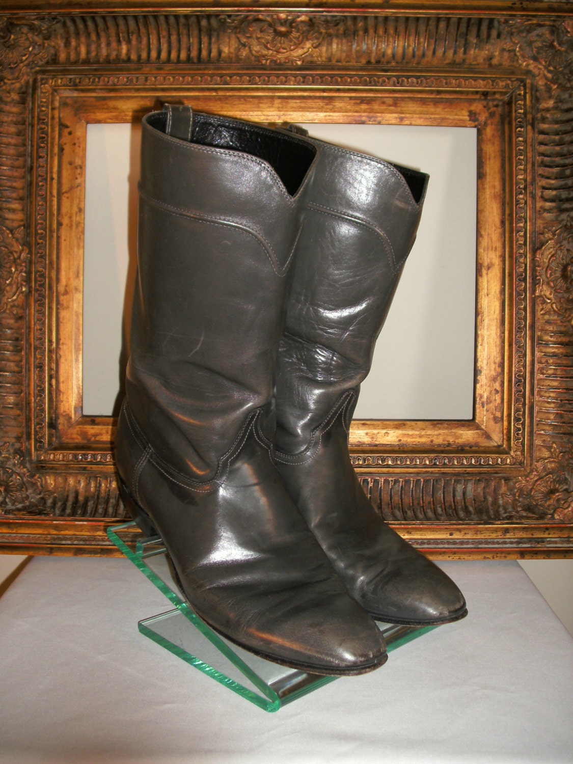 gray leather boots men