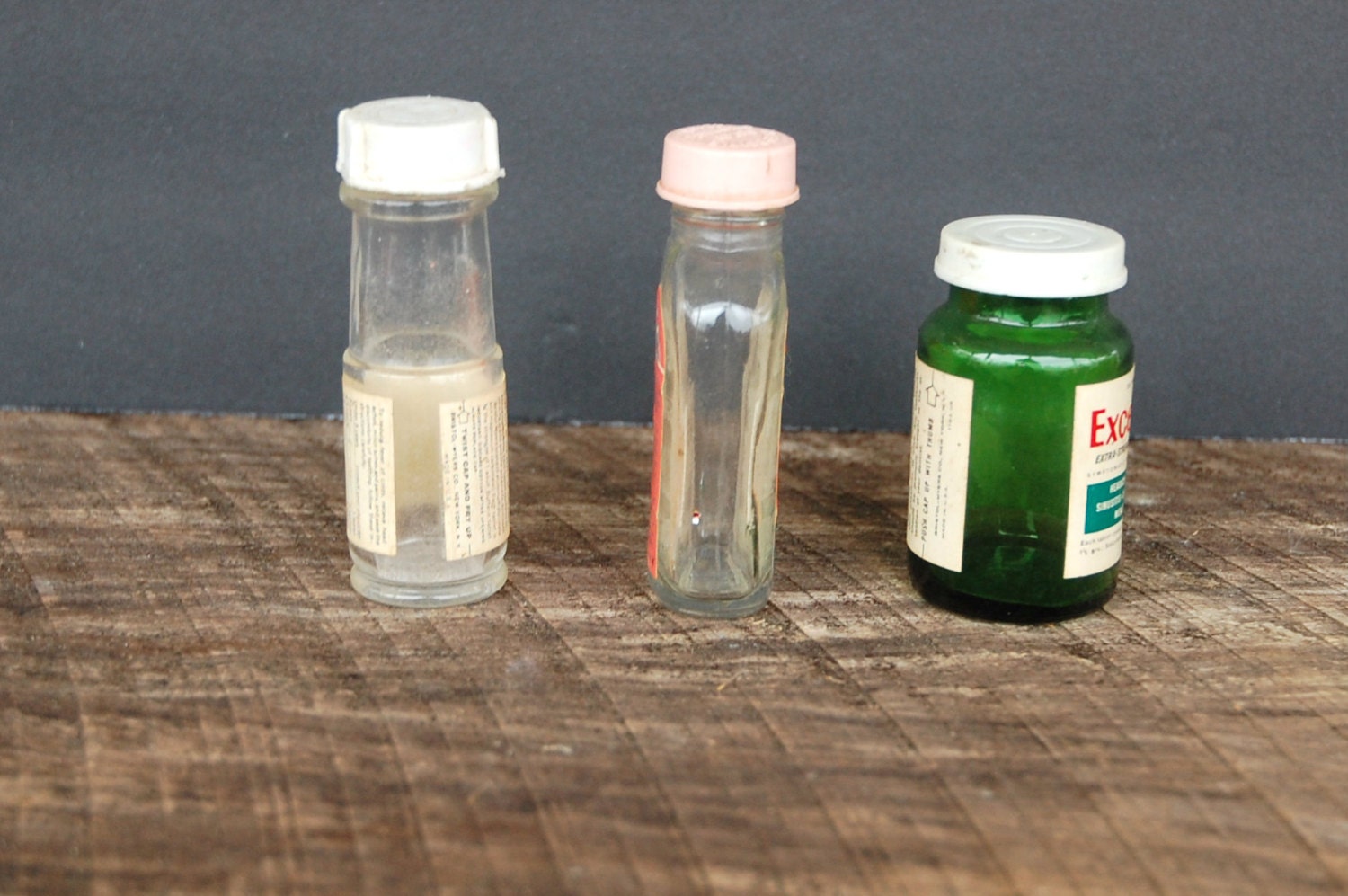 Vintage Aspirin Glass Bottles Assorted Excedrin Childs