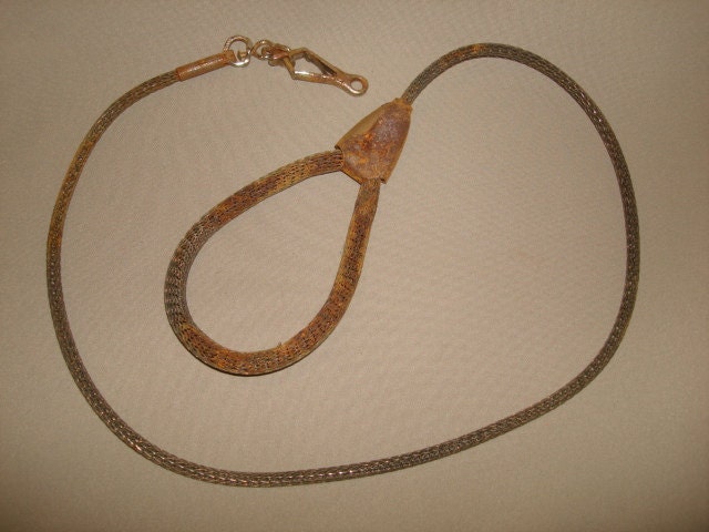 4 Available - Antique DOG LEASH ~ Industrial Steampunk Metal Wire Mesh