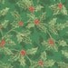 Holy Berry Fabric Green Christmas Fabric Holiday 100% Cotton 59 in. Wide 1 & 2/3 Yard.
