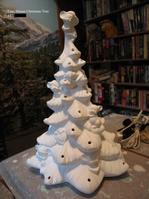 Lg Ceramic Mouse Christmas tree 15 table top tree by TSoriginals