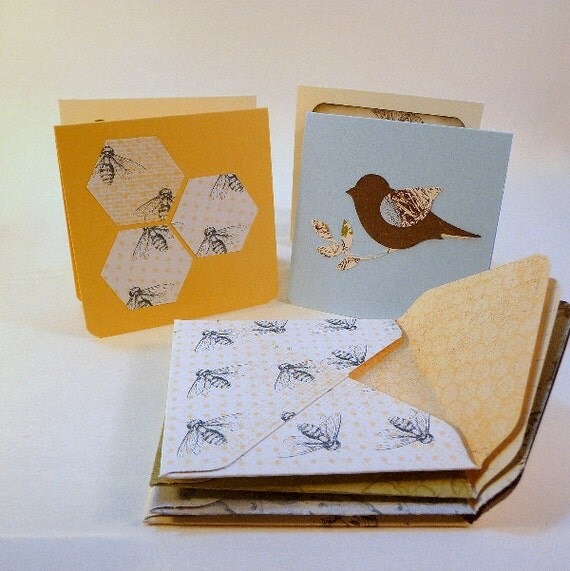 Mini note cards with patterned envelopes set of 4 3 inch