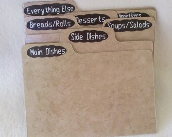 Recipe Box Dividers - Recipe Organizers - Index Cards - 4X6 or 5X7 Recipe Box Dividers, Shower Gift