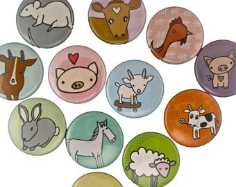 Farm Friends - Pick your 4 Magnets - Farm Animal Magnets - Goat, Pig, Cow, Horse, Sheep, Chicken