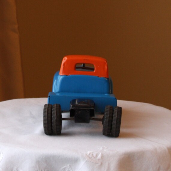 Vintage Toy Truck Cab Metal 1950s Blue & Orange