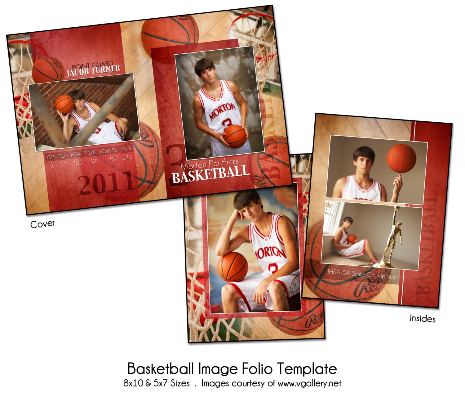 BASKETBALL Image Folio Memory Mate Sports Photo Template