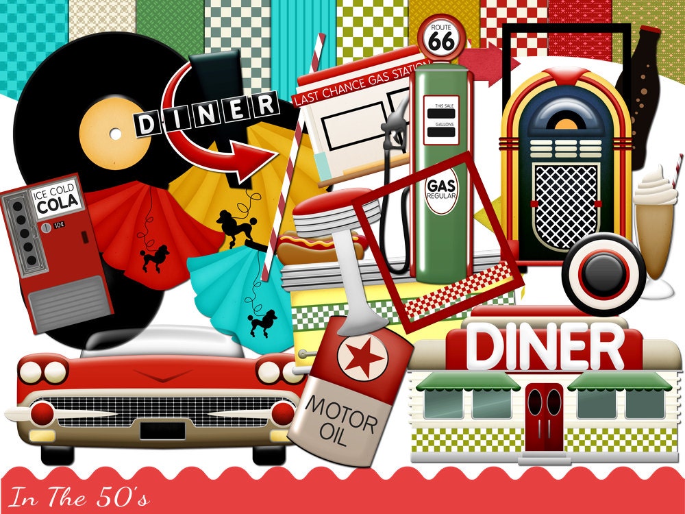 Digital 50's Scrapbooking Kit / 1950's by DigitalPaperCraft