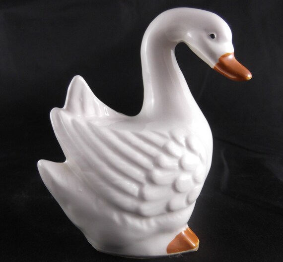Vintage Porcelain Figurine White Swan by SusieSellsVintage on Etsy