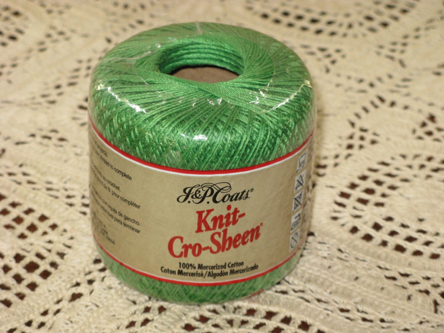 Green Crochet Thread Mercerized Cotton 1 Skein Ball Knit