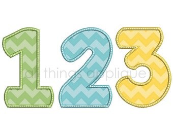 Happy Applique Numbers - Numbers 0-9 - 3 Sizes - Machine Embroidery Design - INSTANT DOWNLOAD