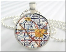 Youngstown Vintage Map Pendant Char m Youngstown Ohio Travel Map Gift ...