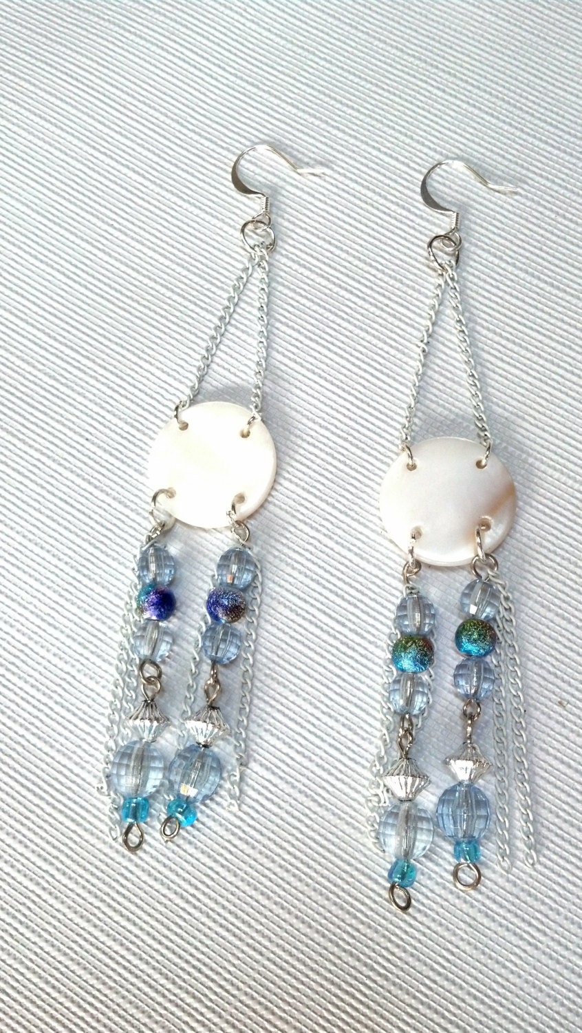 Summer Beachy Paradise Dangle Earrings Long Beachy Sea