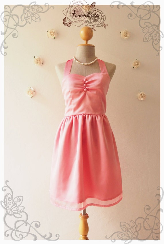 Items similar to Pink dress chiffon dress vintage inspired party dress ...