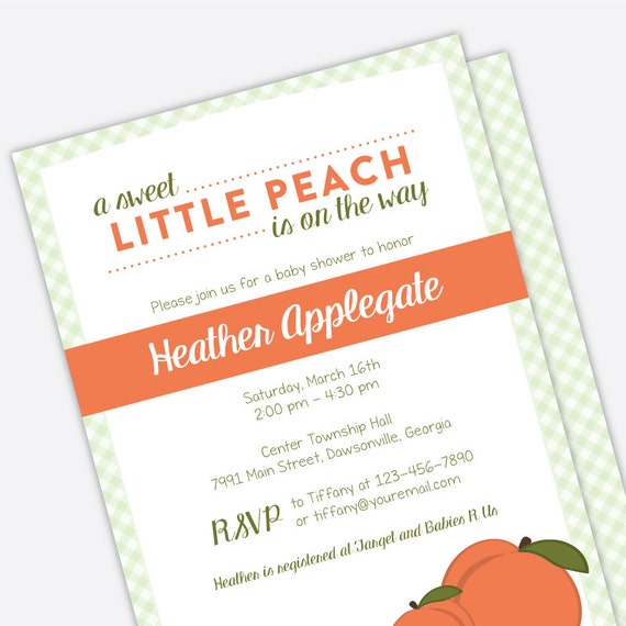 Sweet Little Peach Baby Shower Invitation - Printed Baby Shower Invitation Il_570xn